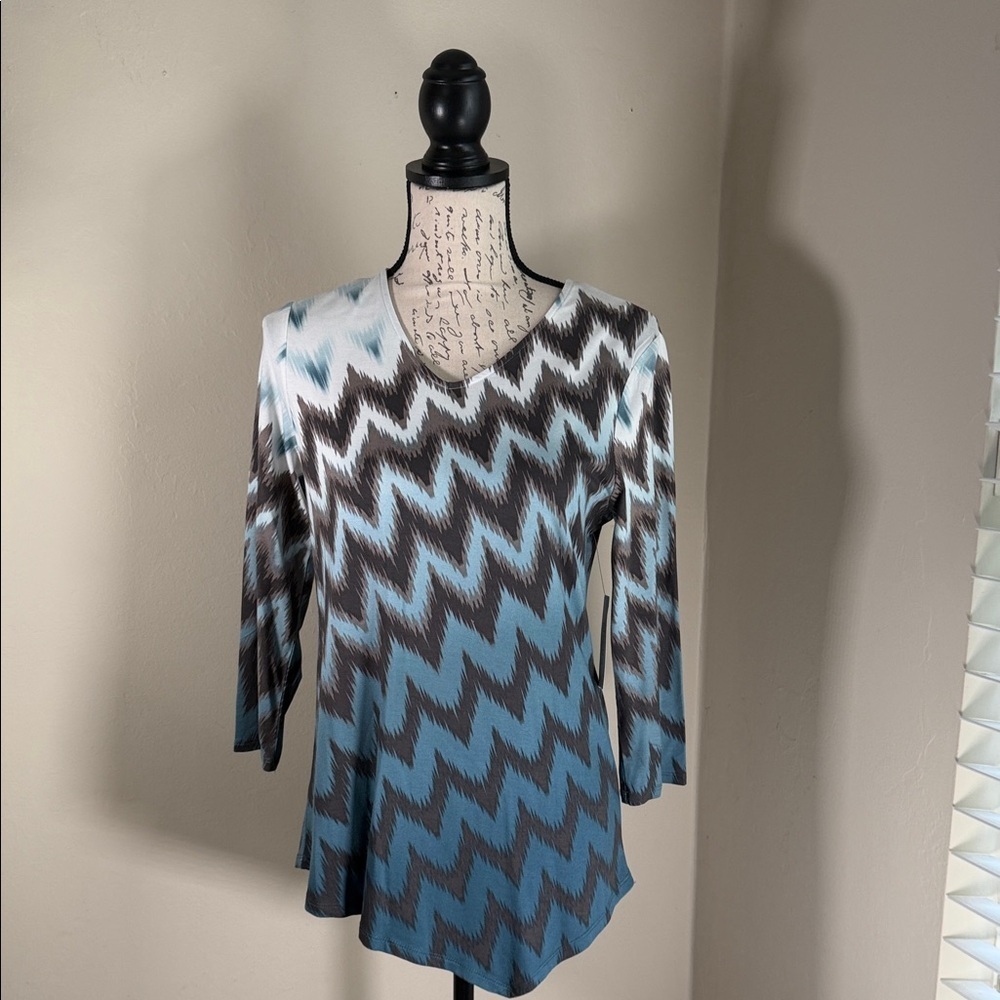 Chico's Zigzag Blue and Black Blouse